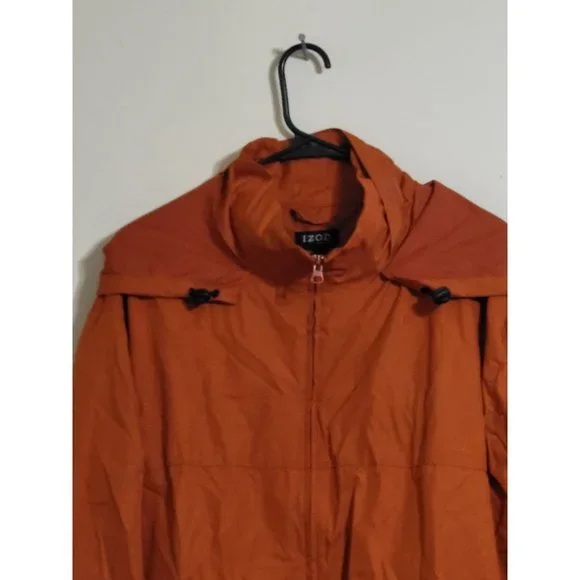 IZOD XFG Men's XL Jacket Hooded Burnt Orange Long Sleeve Full Zip Packable - Picture 2 of 13